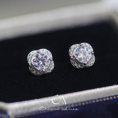 FOUR LEAF CLOVER S925 MOISSAN DIAMOND EARRINGS