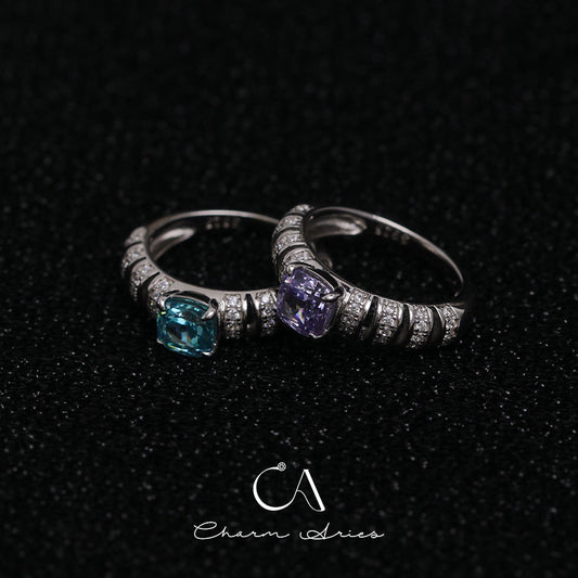 COLORED GEMSTONE S925 VINTAGE RING