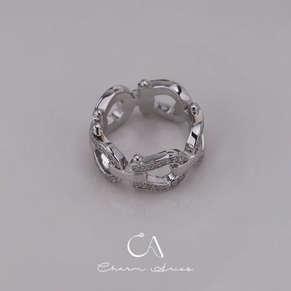 FULL DIAMOND HORSESHOE BUCKLE S92 RING