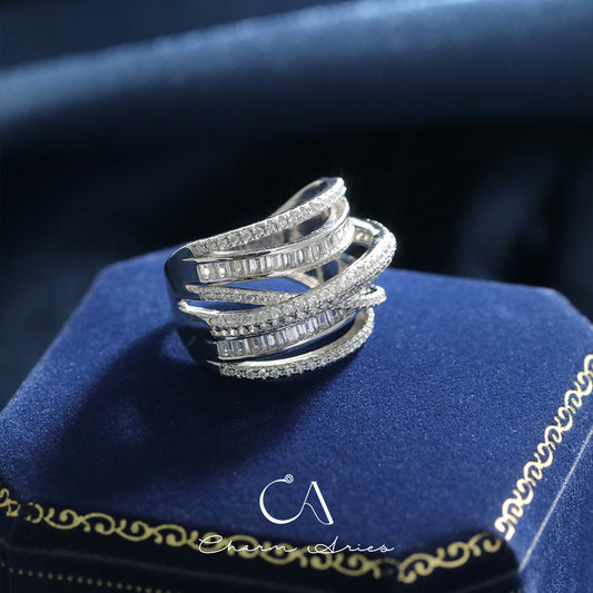 MULTI-LAYER LINES S925 FULL DIAMOND RING