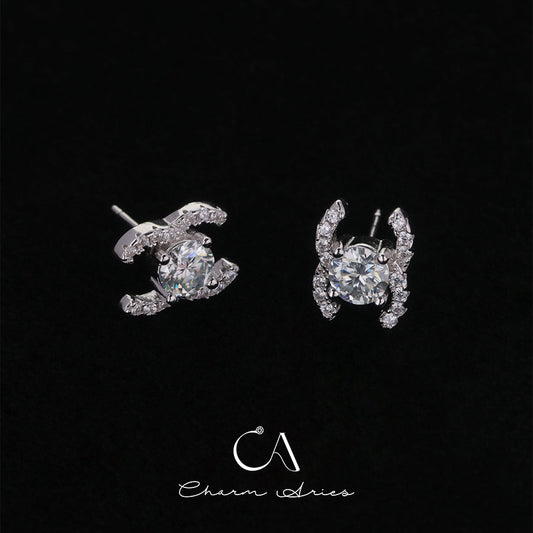 DOUBLE C S925 MOISSANITE DIAMOND SET EARRINGS