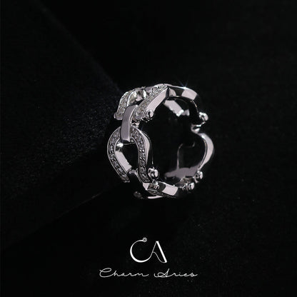 FULL DIAMOND HORSESHOE BUCKLE S92 RING