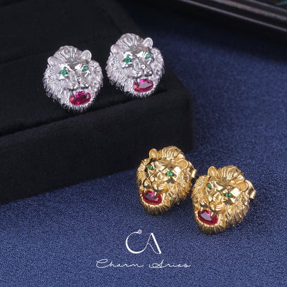 TIGER HEAD S925 EARRINGS