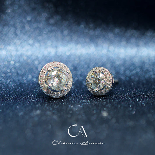 MICRO-INLAID ROUND  S925 MOISSAN DIAMOND EARRINGS