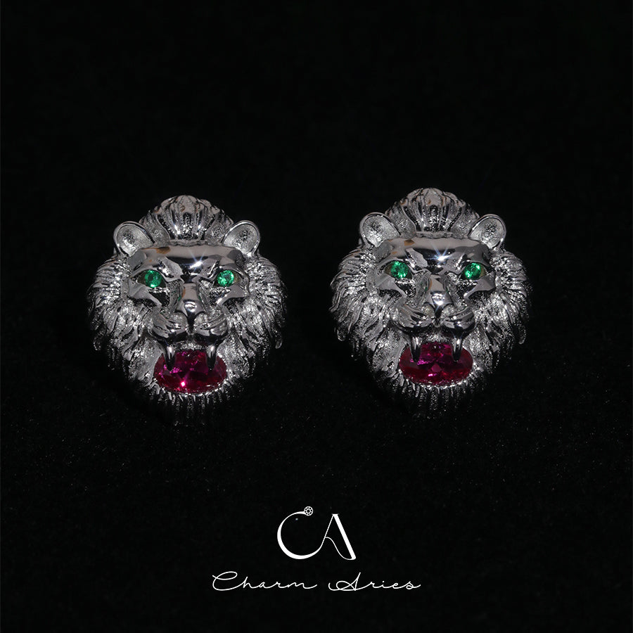 TIGER HEAD S925 EARRINGS