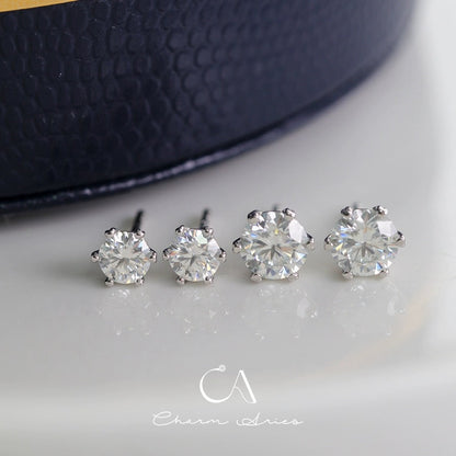 SIX CLAWS S925 MOISSAN DIAMOND EARRINGS