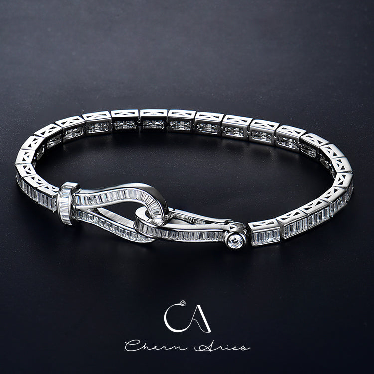 HORSESHOE BUCKLE  S925 FULL DIAMOND BRACELET