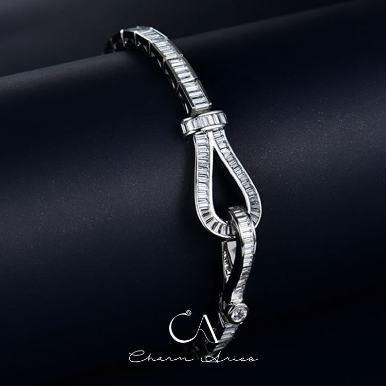 HORSESHOE BUCKLE  S925 FULL DIAMOND BRACELET